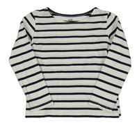 Bílo-tmavomodré pruhované triko H&M