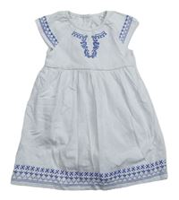 Bílo-modré vzorované šaty s všitým body Tu