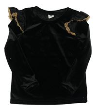 Černé sametové triko s volánky shein