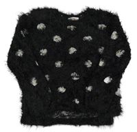 Černý puntíkatý chlupatý svetr H&M