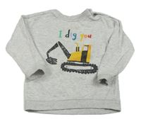 Šedá melírovaná mikina s bagrem H&M