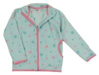 Světlemodro-růžová fleecová propínací mikina s hvězdičkami 