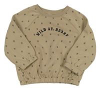 Béžová vzorovaná oversize mikina s nápisem Dunnes 