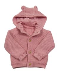 Růžový propínací podšitý svetr s kapucí M&S