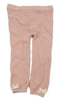 Světlerůžové pletené kalhoty s mašličkami 