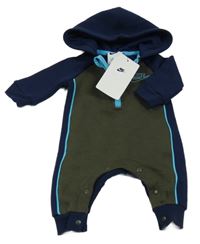 Nové - tmavomodro-khaki tepláková kombinéza s logem a kapucí Nike