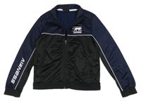 Tmavomodro-černá sportovní propínací mikina 