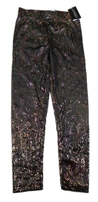 Nové - černo-měděné sametové vzorované legíny dunnes