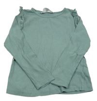Zelené žebrované triko s volánky H&M