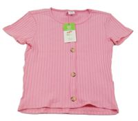 Nové - růžové žebrované úpletové tričko Page one young