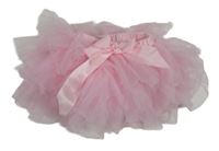 Světlerůžová tylová tutu sukně s mašlí 