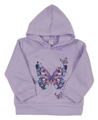 Nové - lila mikina s motýlkem a kapucí 