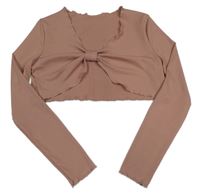 Starorůžové žebrované crop triko shein