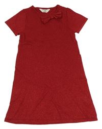 Červené třpytivé pletené šaty s mašlí H&M