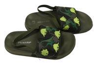 Nové - tmavozelené pantofle s dinosaury Primark vel. 27