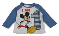 Bílo-modré triko s Mickeym Disney