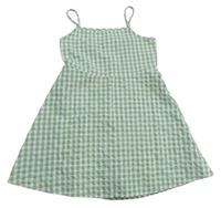 Zeleno-bílé kostkované krepové šaty Primark