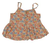Starorůžový květovaný crop top zn. H&M