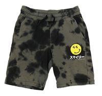 Khaki-černé batikované teplákové kraťasy se smajlíkem H&M