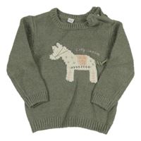 Khaki svetr s koníkem M&S