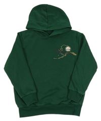 Tmavozelená mikina s nápisy a horami a kapucí zn. LC Waikiki