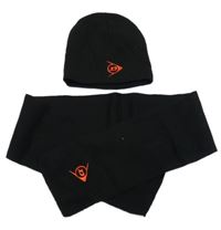 2set - Černá čepice s výšivkou + šála 