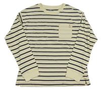 Smetanovo-tmavomodré pruhované triko 