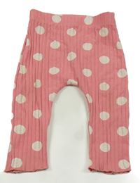 Růžové puntíkaté žebrované legíny George