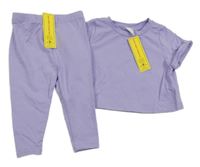 Nové - 2set - Lila crop tričko + legíny Shein