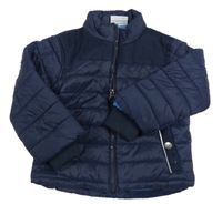 Tmavomodrá šusťáková zateplená prošívaná bunda Topomini