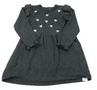 Tmavošedé svetrové šaty s motýlky a volánky Primark