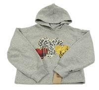 Nové - Šedá crop mikina se srdíčky a kapucí Levi´s