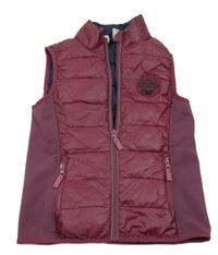 Vínová šusťákovo/softshellová jezdecká zateplená vesta s výšivkou Crane