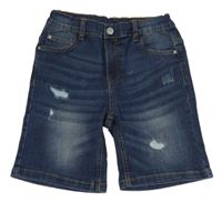 Tmavomodré riflové kraťasy s prošoupáním 