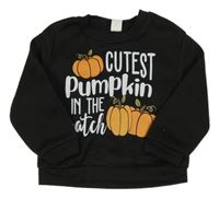 Černá mikina s nápisy a dýněmi Shein