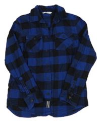 Tmavomodro-černá kostkovaná flanelová košile H&M