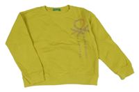Žlutozelená mikina s logem Benetton