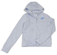 Světlemodrá propínací crop mikina s logem a kapucí Nike 