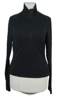 Dámské černé žebrované crop triko se stojáčkem Primark 