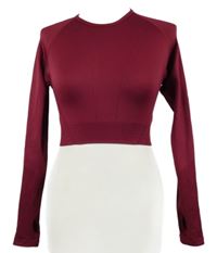 Dámské karmínové sportovní funkční crop triko 