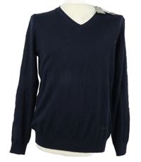 Nové - Pánský tmavomodrý vlněný svetr M&S