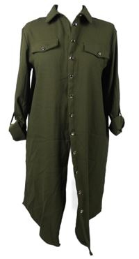 Dámské khaki košilové šaty s rolovacími rukávy Cameo Rose 