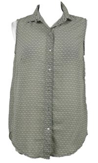 Dásmká smetanovo-černá vzorovaná šifonová halenka H&M