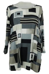 Dámské černo-šedo-hnědé vzorované dlouhé triko C&A