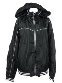 Pánská černá šusťáková jarní bunda s kapucí Denim 