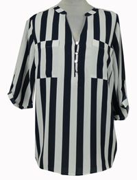 Dámská bílo-tmavomodrá pruhovaná halenka F&F