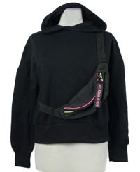 Dámská černá mikina s našitou ledvinkou a kapucí 