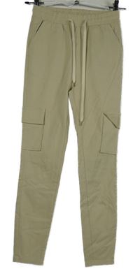 Dámské béžové teplákové cargo kalhoty s kapsami Shein 