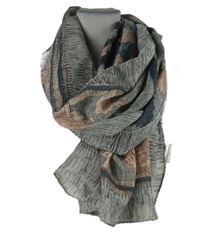 Dámská šedo-tmavomorá vzorovaná šála 
