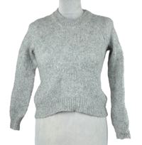 Dámský šedý třpytivý chlupatý crop svetr 